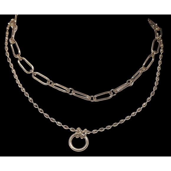 Halogen Layered Gold Chain Paperclip Necklace - Picture 3 of 8